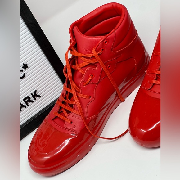 BALENCIAGA Leather High-Top Waxed Gum Sneaker - Picture 6 of 8